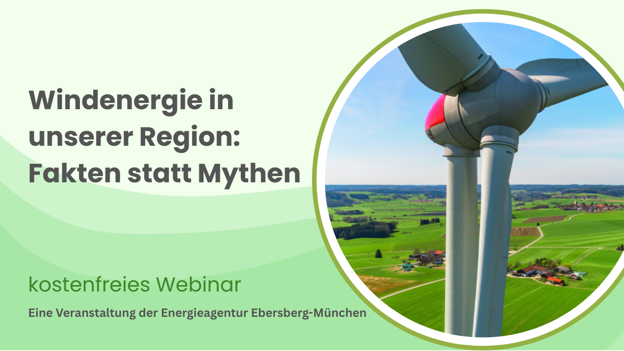 Windenergie Webinar und Foto eines Windrads